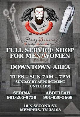 HAIRY BUSINESS BARBERSHOP, SALON, DAY SPA